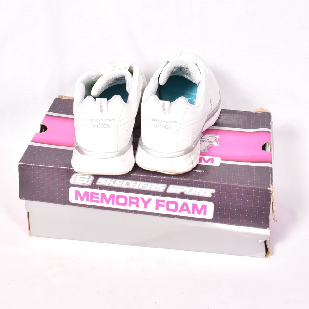 Skechers Elite Class Memory Foam White Silver Sne… - image 7